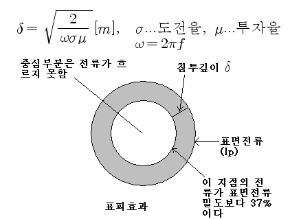 그림 3-1. 표피효과의 침투깊이